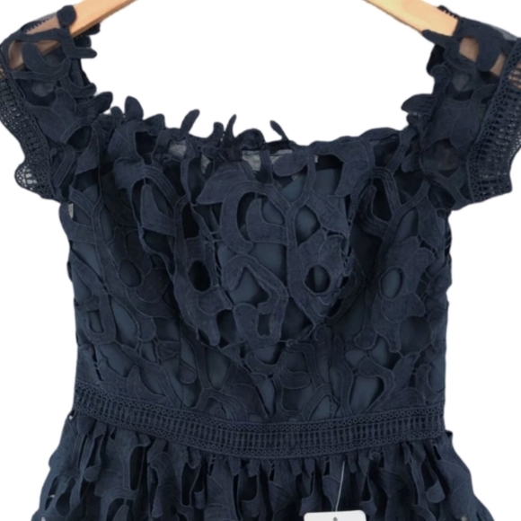 NWT Chi Chi London Roma Navy Lace Midi Dress Off Shoulder Size 8 - Picture 8 of 12